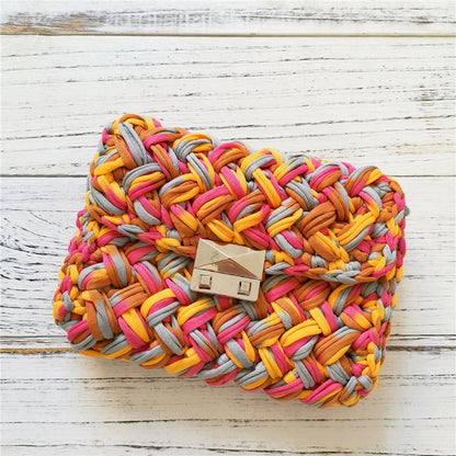 Handmade Crossbody Crochet Cloth Line Small Fragrance Knitting Bag