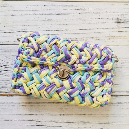 Handmade Crossbody Crochet Cloth Line Small Fragrance Knitting Bag