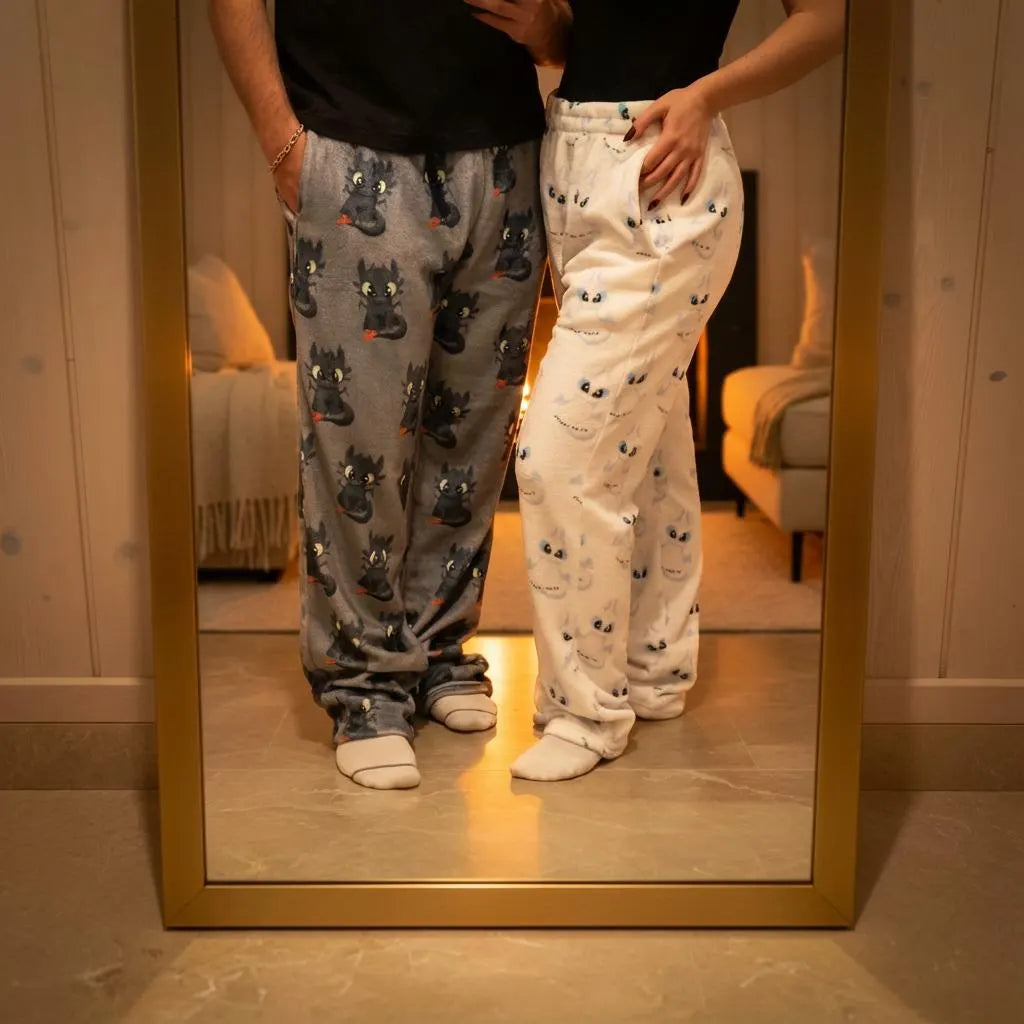 Dragon Flannel Pajama Pants | HTTYD Toothless & Light Fury